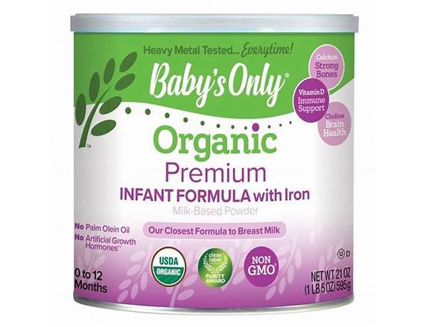 Organic premium infant formula with iron - food facts