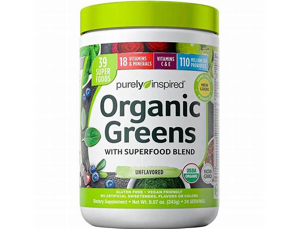 Organic purifying greens fresh superfood beverage - ingredients