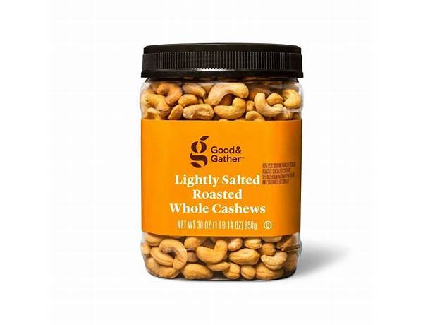 Organic roasted salted cashews food facts