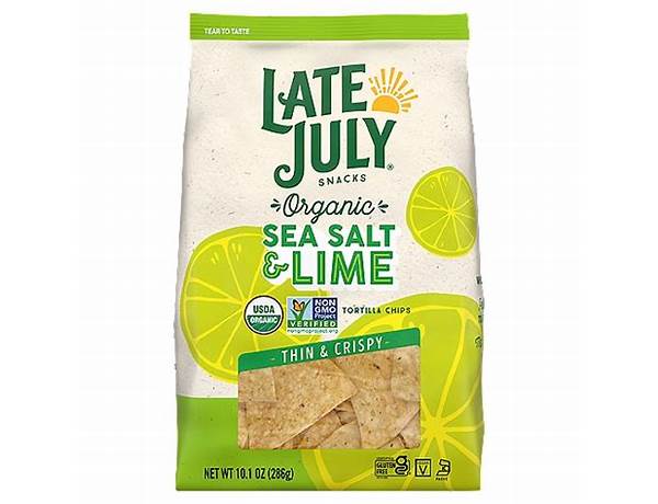 Organic sea salt and lime tortilla chips food facts