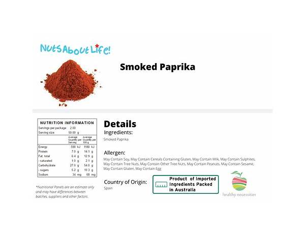 Organic smoked paprika food facts