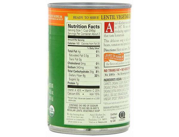 Organic soups nutrition facts