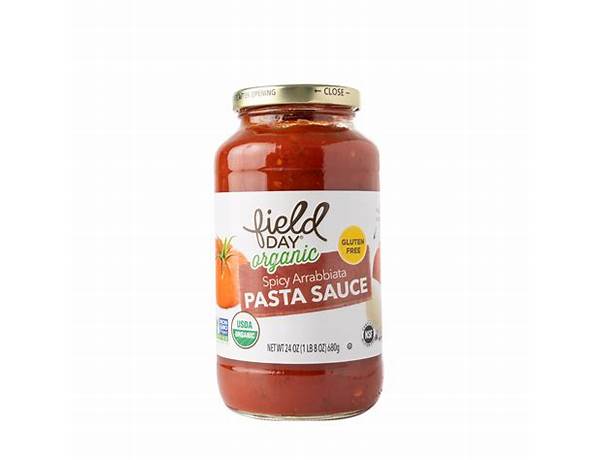 Organic spicy arrabbiata pasta sauce food facts