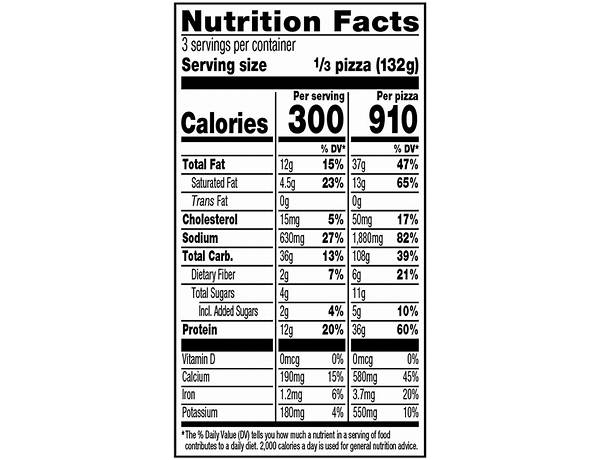 Organic spinach pizza nutrition facts