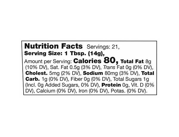 Organic sriracha aioli nutrition facts