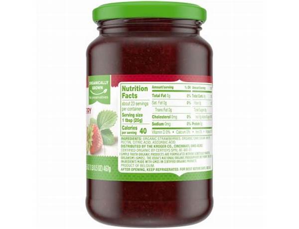 Organic strawberry fruit spread food facts