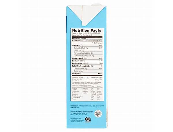 Organic unsweet soy milk nutrition facts