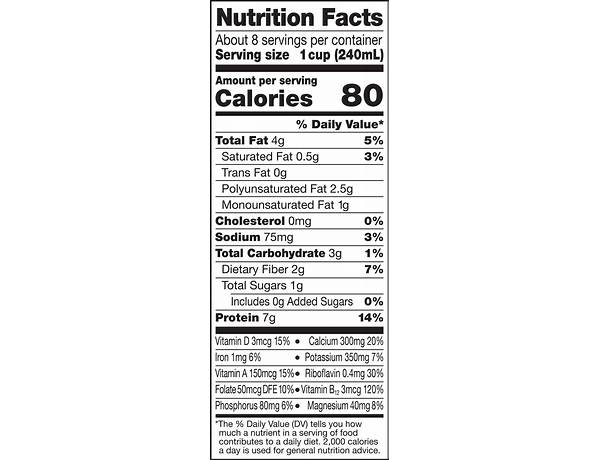 Organic unsweet soy milk nutrition facts