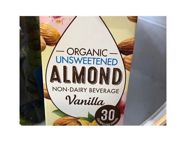 Organic unsweetened almond non-dairy beverage, vanilla food facts