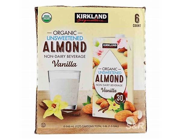 Organic unsweetened almond non-dairy beverage, vanilla ingredients