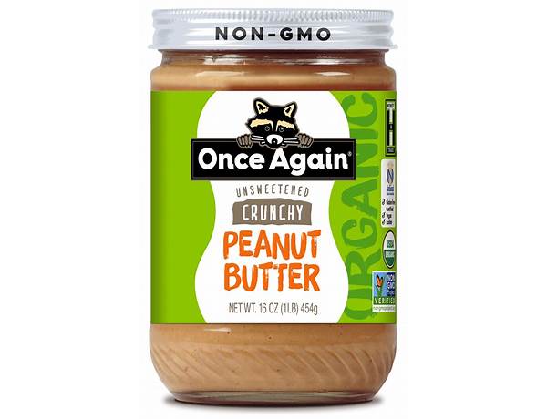 Organic unsweetened crunchy peanut butter, unsweetened crunchy food facts