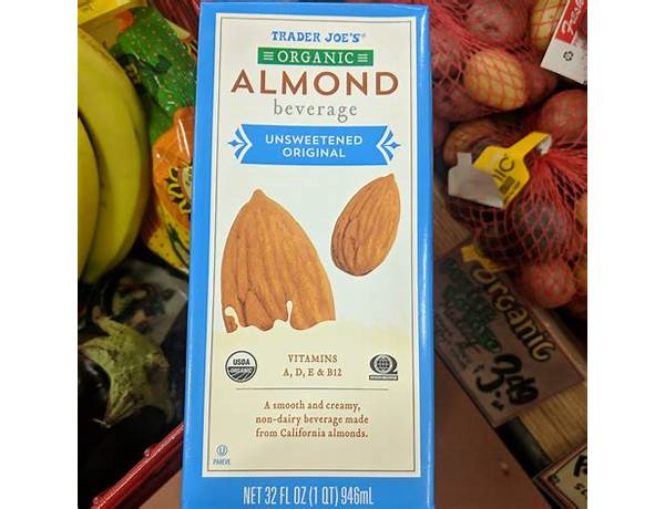 Organic unsweetened original almond non-dairy beverage food facts