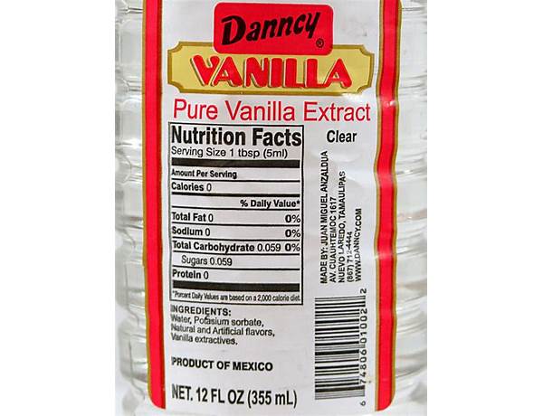 Organic vanilla extract nutrition facts