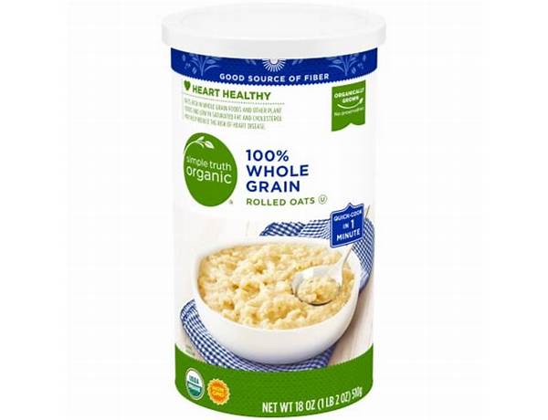 Organic whole grain rolled oats food facts