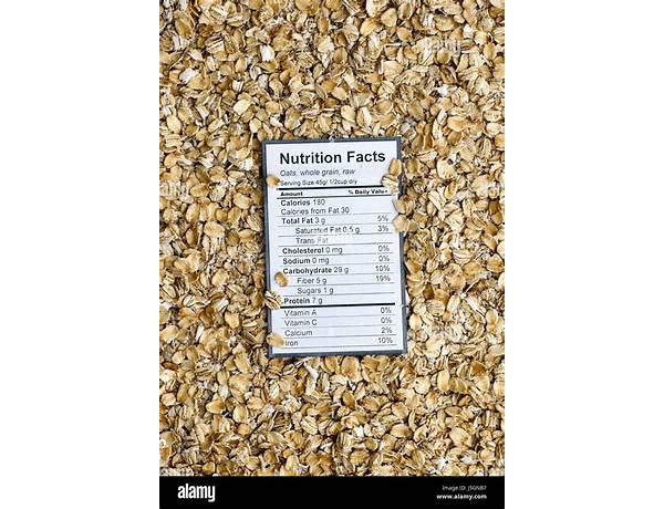 Organic whole grain rolled oats nutrition facts