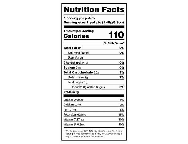 Organic yellow potatoes nutrition facts