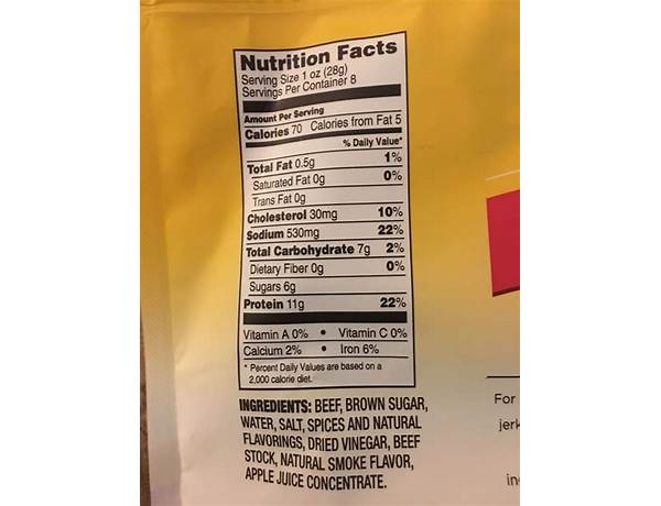 Original beef jerky nutrition facts