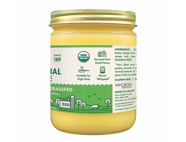 Original grassfed ghee butter by ounce food facts