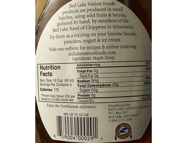 Original maple syrup ingredients