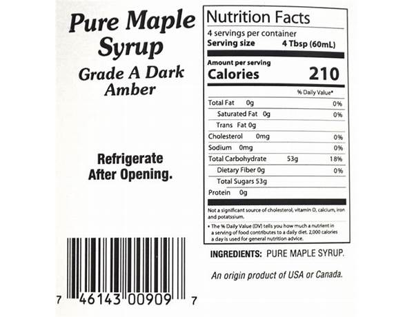 Original maple syrup nutrition facts