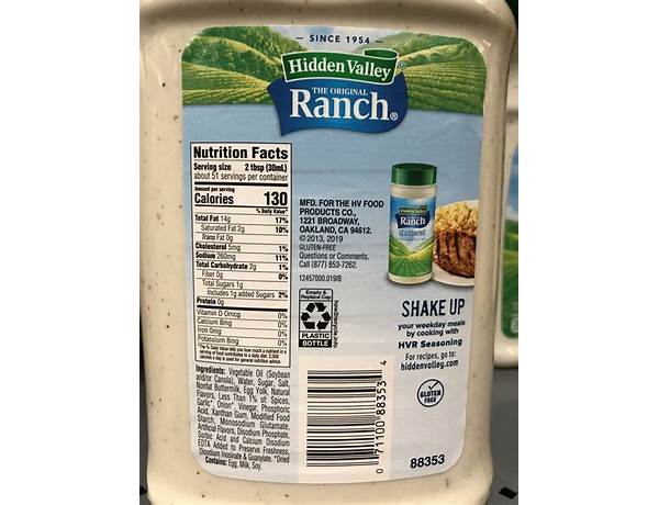 Original ranch dressing nutrition facts