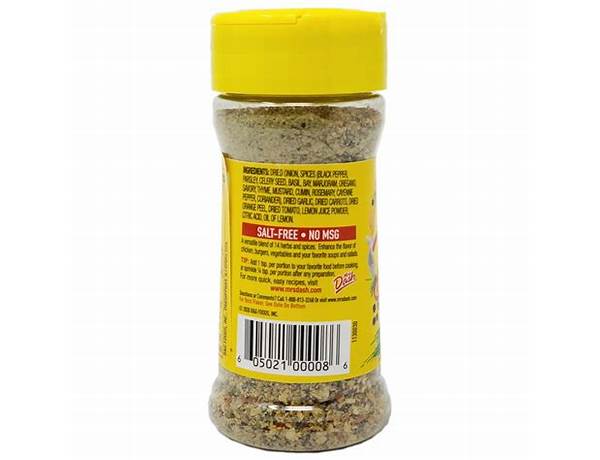 Original salt free seasoning blend food facts