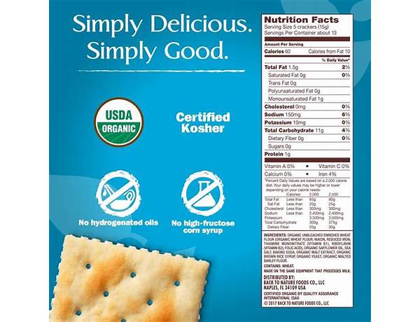 Original saltine crackers food facts