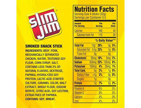 Original smoked snack stick nutrition facts