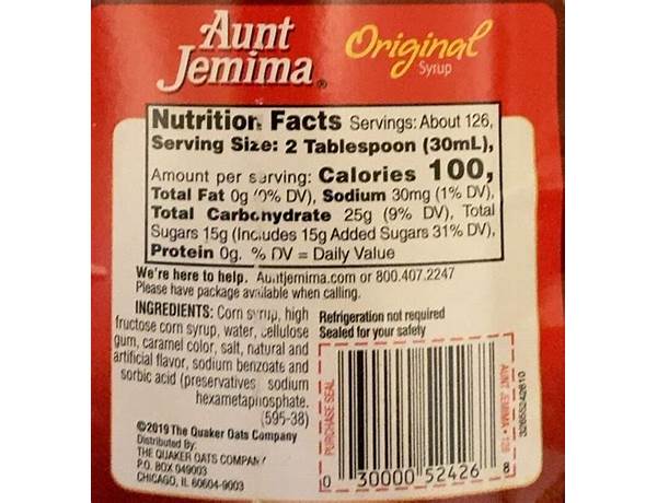 Original syrup nutrition facts