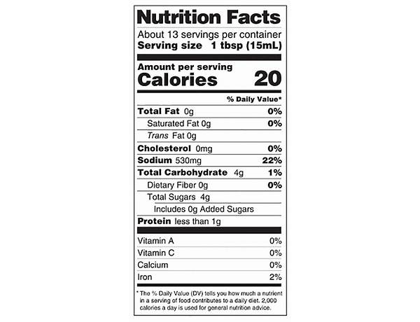 Original teriyaki sauce nutrition facts