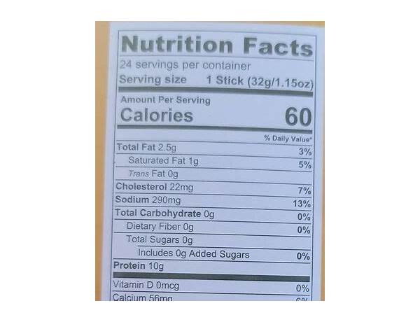 Original turkey sticks nutrition facts