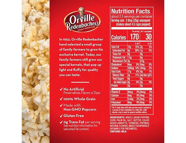 Orville redenbacher's movie theater butter popping corn nutrition facts