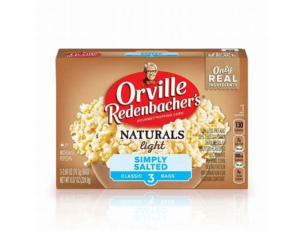 Orville redenbachers naturals simply salted classic bag, 39.49 oz food facts