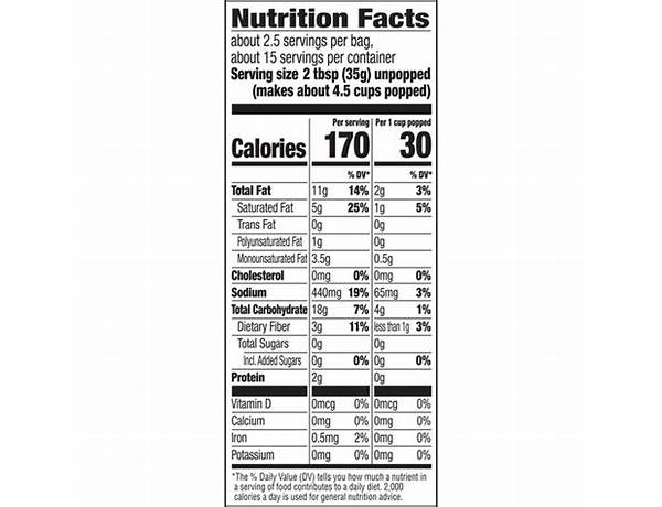 Orville redenbachers naturals simply salted classic bag, 39.49 oz nutrition facts