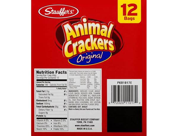 Oven baked animal crackers nutrition facts