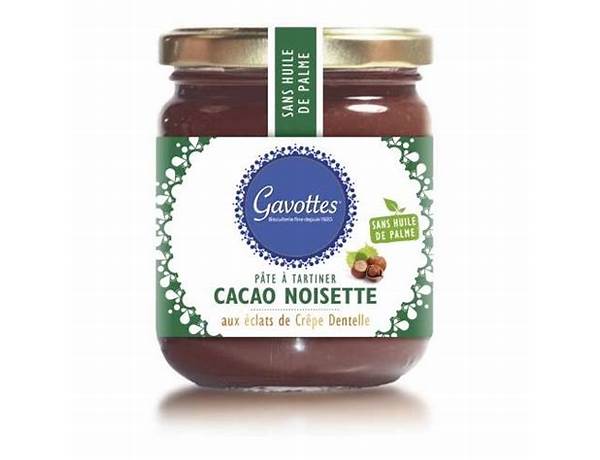 Pâte à tartiner cacao noisettes food facts