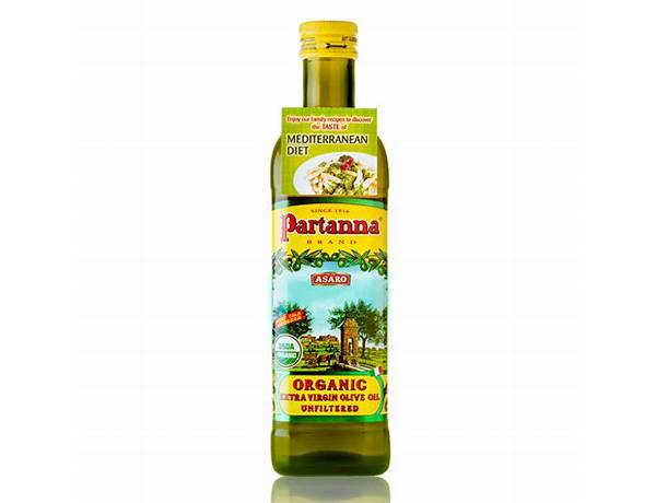 Partanna organic unfiltered extra virgin olive oil - food facts