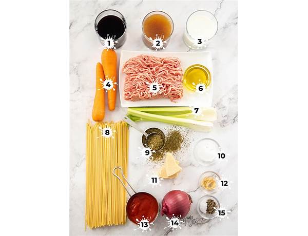 Pasta bolognese ingredients