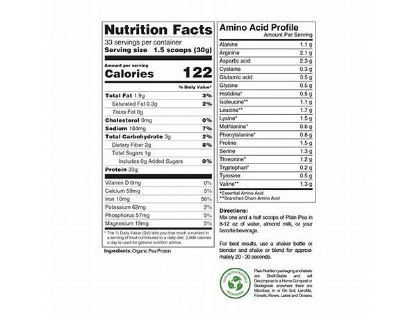 Pea protein powder nutrition facts