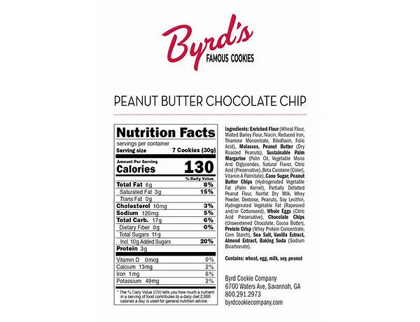 Peanut butter chocolate chip food facts