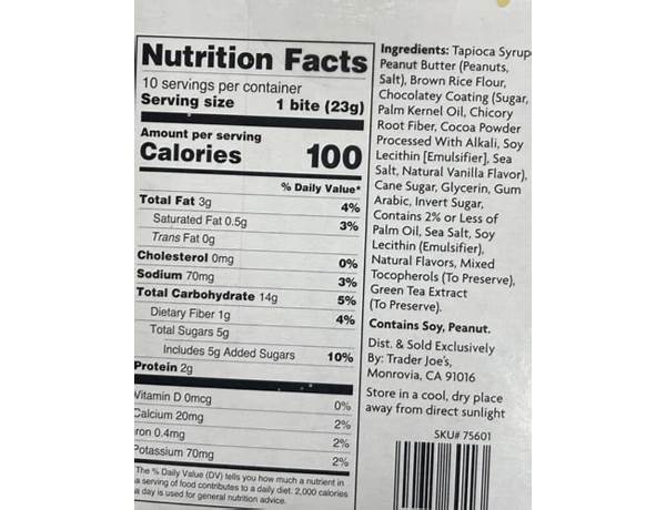 Peanut butter crispy rice bite nutrition facts