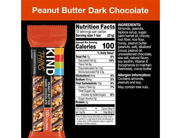 Peanut butter dark chocolate nut bar food facts