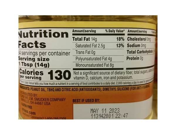 Peanut oil ingredients