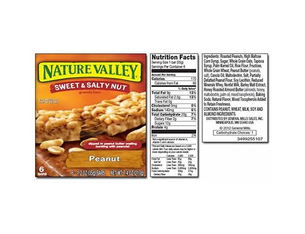 Peanut sweet and salty granola bars nutrition facts