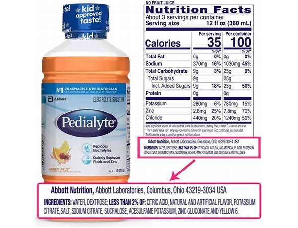 Pedialyte food facts