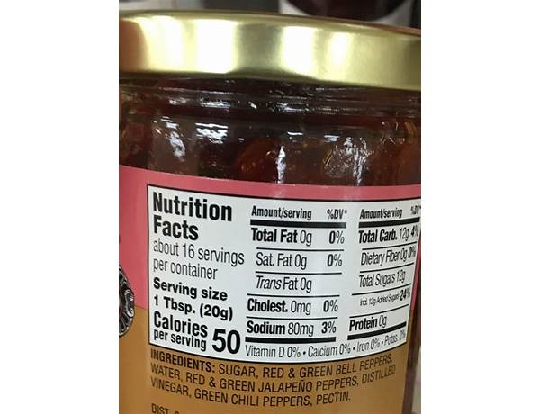 Pepper jelly nutrition facts