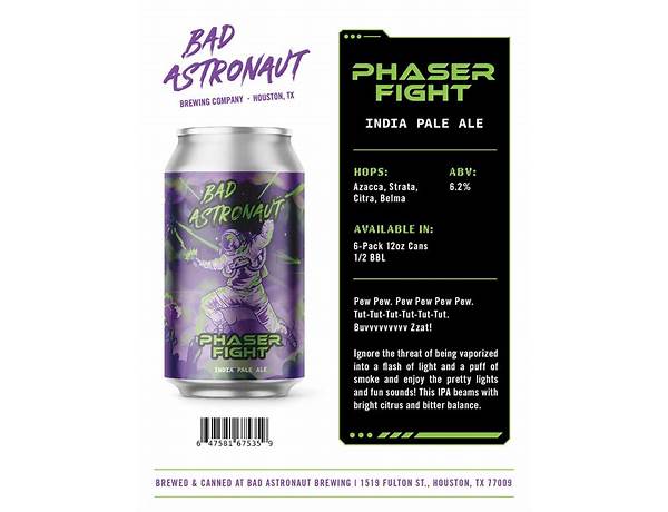 Phaser fight ipa - food facts
