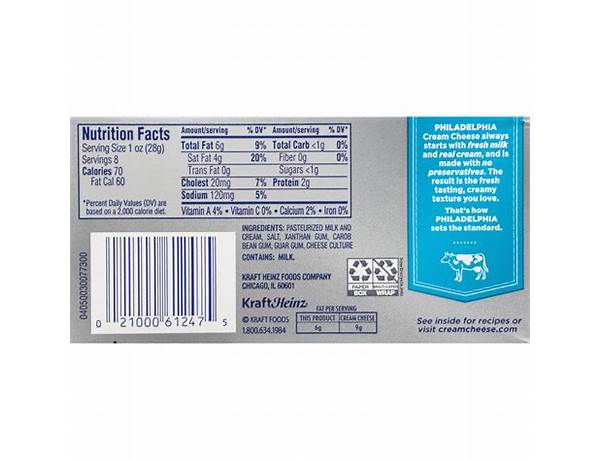 Phila 1/3 less cheese block nutrition facts