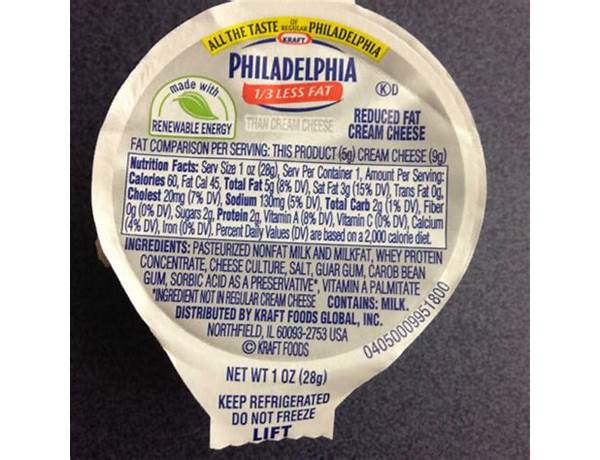 Philadelphia light mini nutrition facts