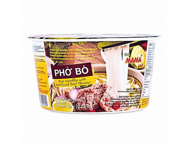 Pho bo rice noodles with artificial beef flavour ingredients